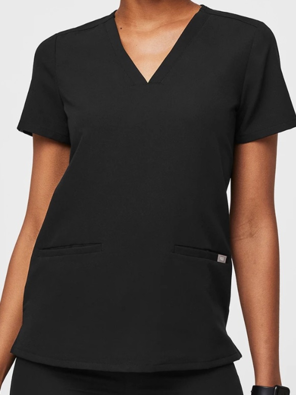 Figs Women's Black V-Neck Scrub Top